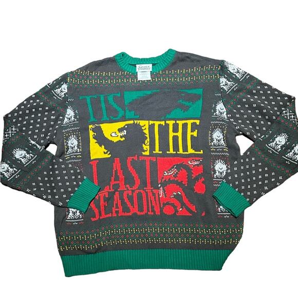 Game of Thrones Mens XL Crewneck Christmas Ugly Sweater “Tis the Last Season” - Picture 1 of 6